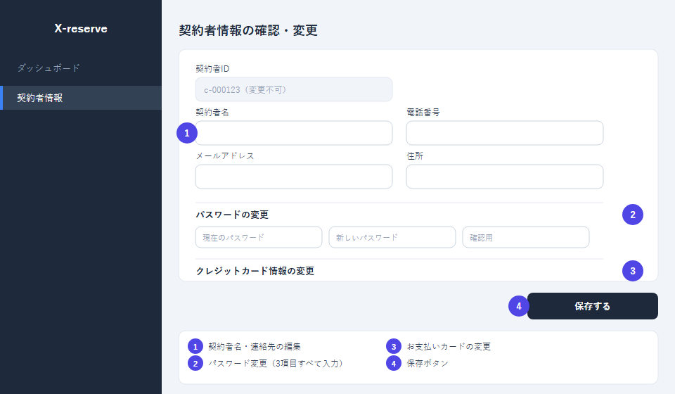 契約者情報画面